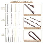 300 Pcs Brown Wave-Shaped, U-Shaped Bobby Pins and 100 Pcs Elastic Hair Bands Mix Metal Hair Pins Hair Accessories for Women Stylists Hair Sticks Girl