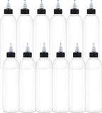 12 Pcs 8oz Plastic Squeeze Bottles with Twist Top Cap, 250ml Clear Dispensing Bottles, Empty Squirt Bottle for Liquids, Sauces, Arts, Crafts, Travel