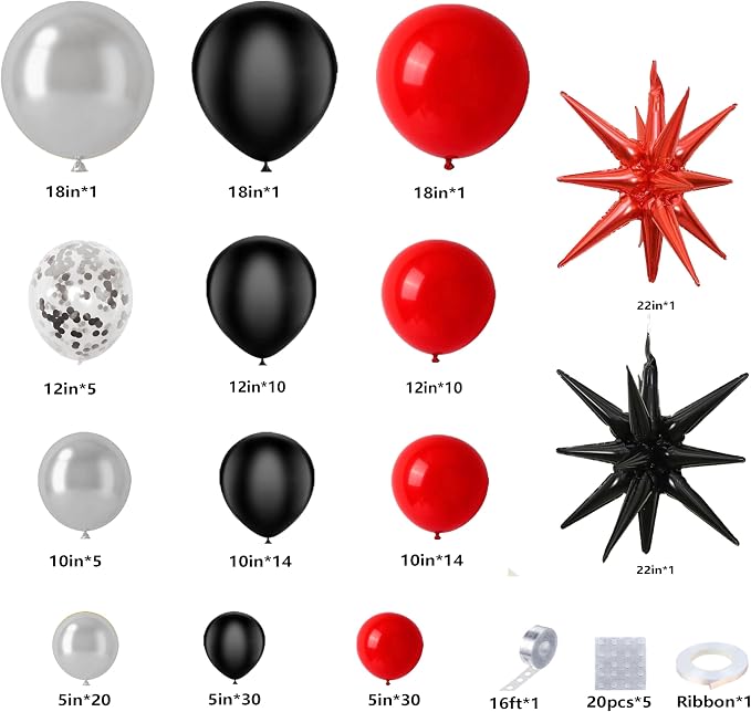 Red and Black Balloon Garland Arch Kit - Image 5