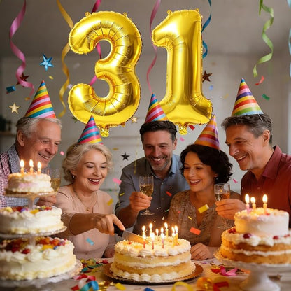 40 Inch Number 31 Balloons for 31st Birthday Party Decorations, 0-100 Gold - Image 2
