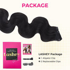 Lashey Seamless Clip in Hair Extensions Human Hair 130g 9pcs 18 Inch Body Wave #1 Jet Black Human Hair Extensions Clip ins for Women