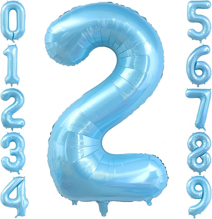 Pastel Blue 2 Balloon Number, Light Blue 2 Balloons by BBPOOL
