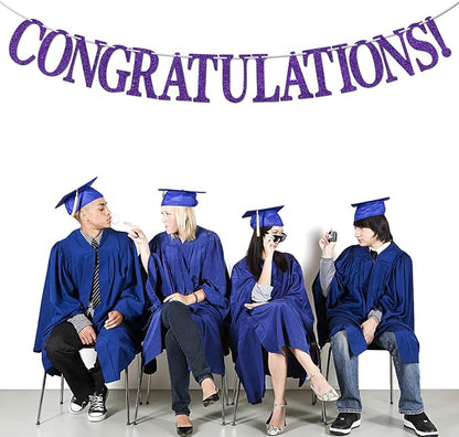 Purple Glitter Congratulations Banner, Congrats Grad/Class of 2026/So Proud of - Image 3