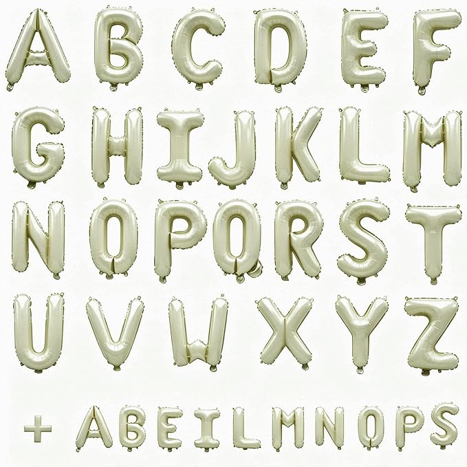36 Pcs Cream Letter Balloons, Custom A-Z Set - Image 2