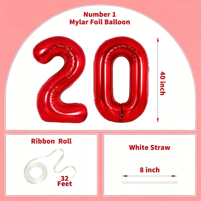 Number Balloons Red Party Balloon - Image 2