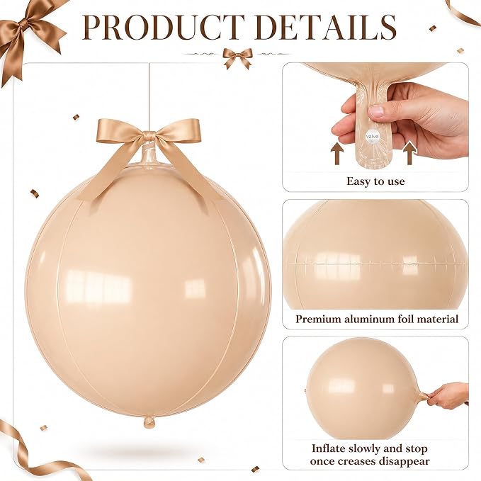 Cream Beige Khaki Round Foil Balloons - Image 7