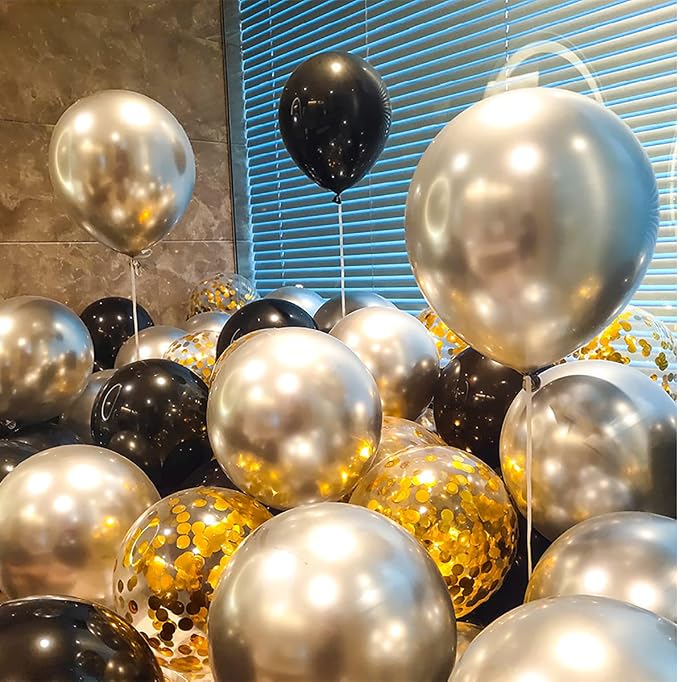 50pcs Gold Foil Confetti Balloons, 12 inch Latex Balloon - Image 6