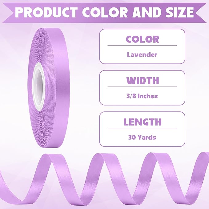 30Yards 3/8In Lavender Thin Ribbon - Image 2
