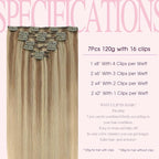 PINKPEARL Clip in Hair Extensions Real Human Hair #10/16/16 Golden Brown to Caramel Blonde Human Hair Clip in Hair Extensions 7pcs 120g 14inch Human Hair Extensios Clip ins(#10/16/16-14)