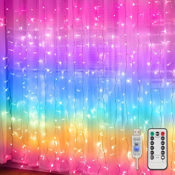 Curtain Lights for Bedroom, 192 Led 8.3ft x 5.25ft Hanging String Lights Outdoor by SUDDUS