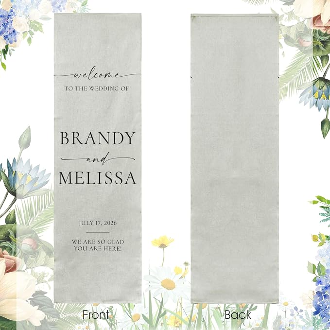 Custom Fabric Wedding Welcome Sign, Personalized Soft Cotton Linen Wedding Sign - Image 6