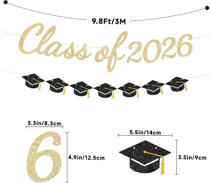 jijAcraft Class of 2026 Graduation Banner Set, Pre-Strung Graduation Party - Image 2