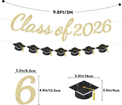jijAcraft Class of 2026 Graduation Banner Set, Pre-Strung Graduation Party - Image 2