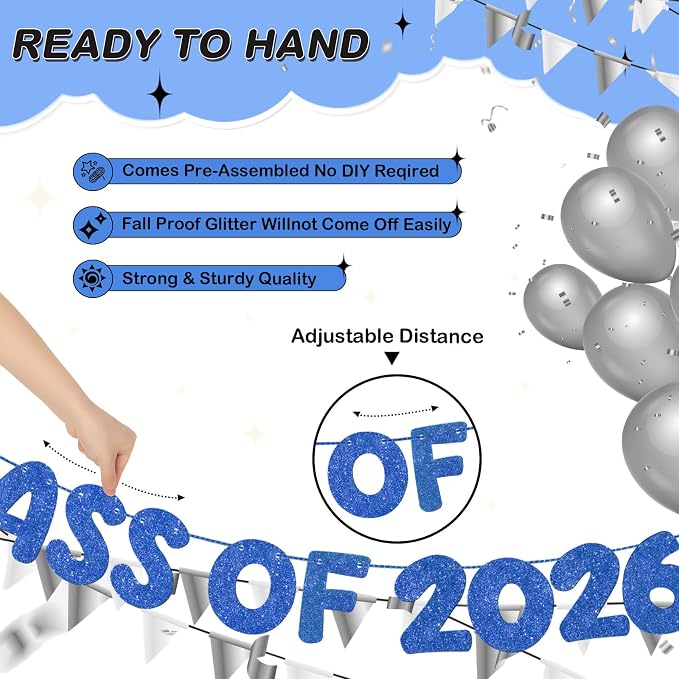 Fulmoon Congrats Grad Class of 2026 Banner Graduation Party Decor Class of 2026 - Image 3