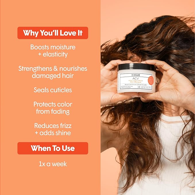 dpHUE Apple Cider Vinegar Hair Masque, 9 oz - Deep Conditioning Treatment for Dry, Damaged, Color-Treated Hair - Made with Avocado, Rosehip & Coconut Oils