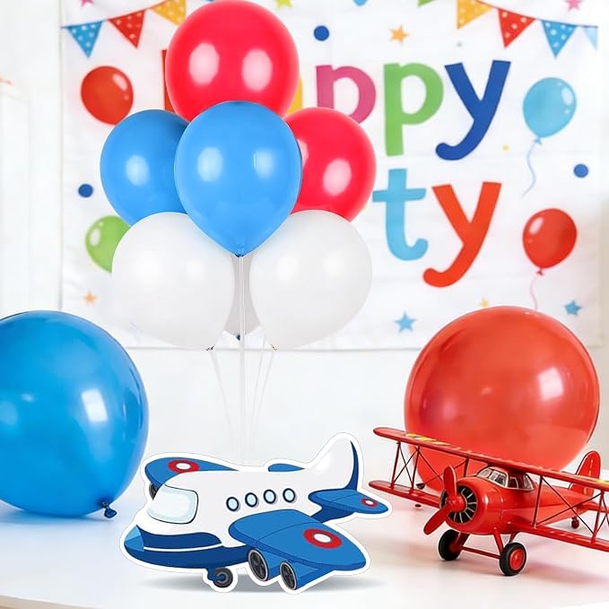 6 PCS Airplane Birthday Party Decorations Airplane Balloons Stand Kit 3D - Image 9
