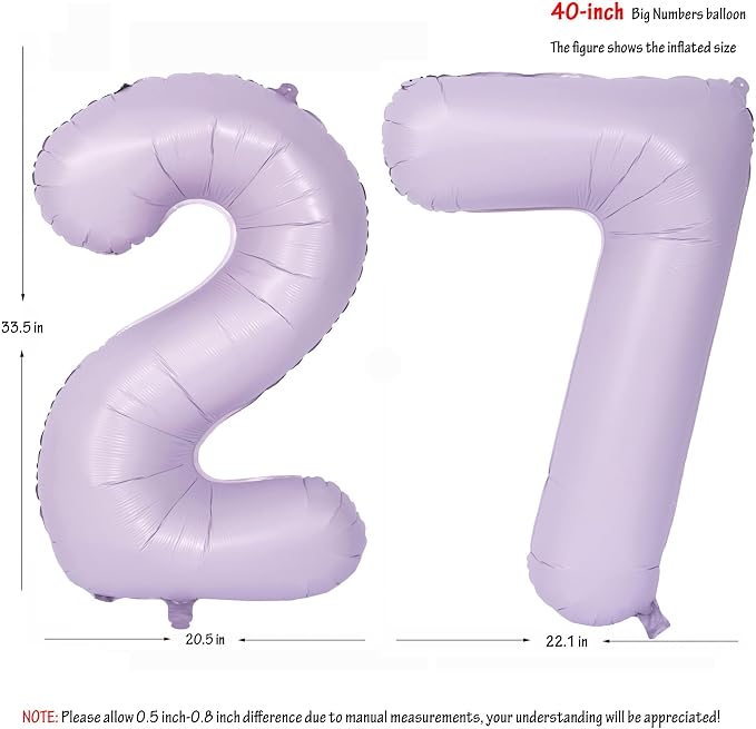 40 In Matte Purple Number Balloons Helium Foil Mylar Balloon Digital 27 | - Image 2