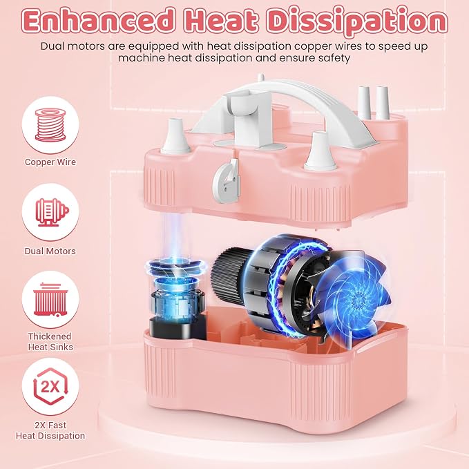 4-in-1 Electric Balloon Pump for All Balloons, Portable Dual Nozzle 600W Air - Image 5