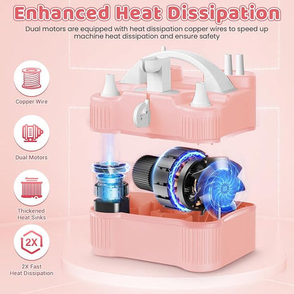 4-in-1 Electric Balloon Pump for All Balloons, Portable Dual Nozzle 600W Air - Image 5