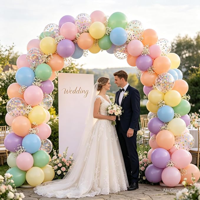 Zesliwy Pastel Colorful Balloons Set, Party Decorations | Pastel Rainbow Balloon - Image 5