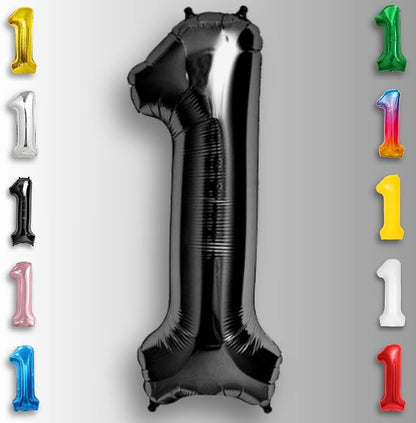 Black Number Balloon 1 Mylar Foil Balloons 16 inch Small - Image 3