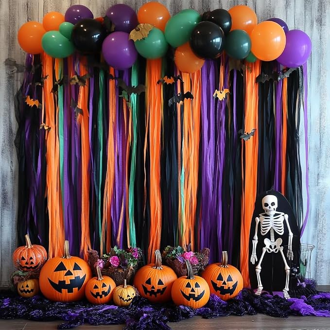 8 Halloween Streamers, 656ft Pack of Crepe Paper Party Decorations | Each roll - Image 2