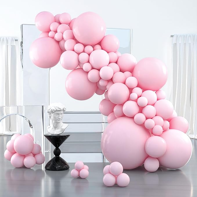 PartyWoo Light Pink Balloons 127pcs Pastel Pale Baby Pink Color | 36 18 12 10 5 by PartyWoo