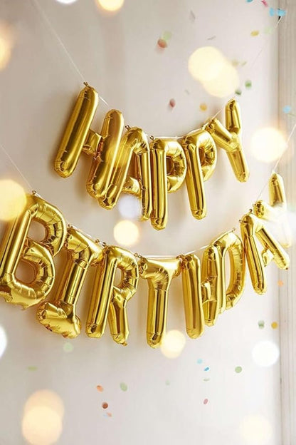 16" Gold Letter Number Balloons, Happy Birthday & 2 Sets of A-Z 0-9, Foil Mylar - Image 6