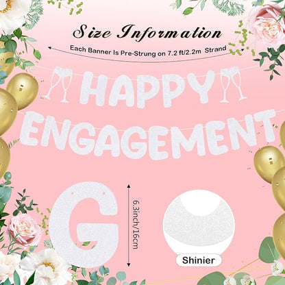 Pre Strung Happy Engagement Banner Glitter Engagement Party Decorations - Image 3