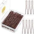 100PCS 2.4Inch U Shaped Hair Pins,Brown Bobby Pins for All Hair Types,Hair Pins for Women,Pain-Free U Pins for Buns With Box（Brown）