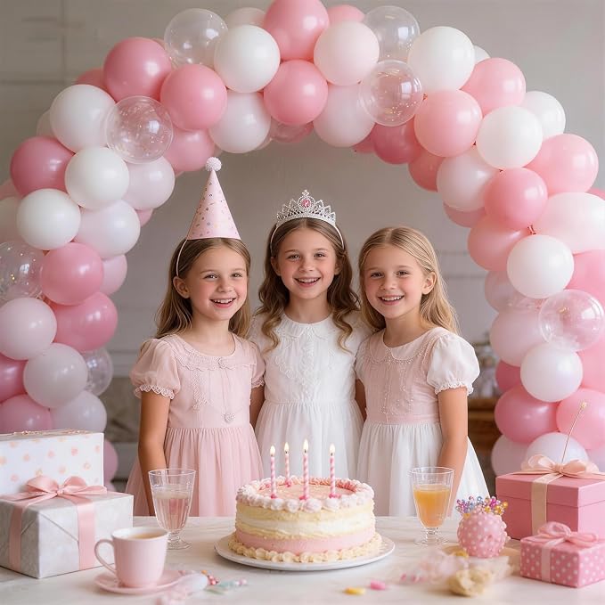 160Pcs 12 Inch Pink White Pastel Pearl Clear Latex Balloons - Image 5