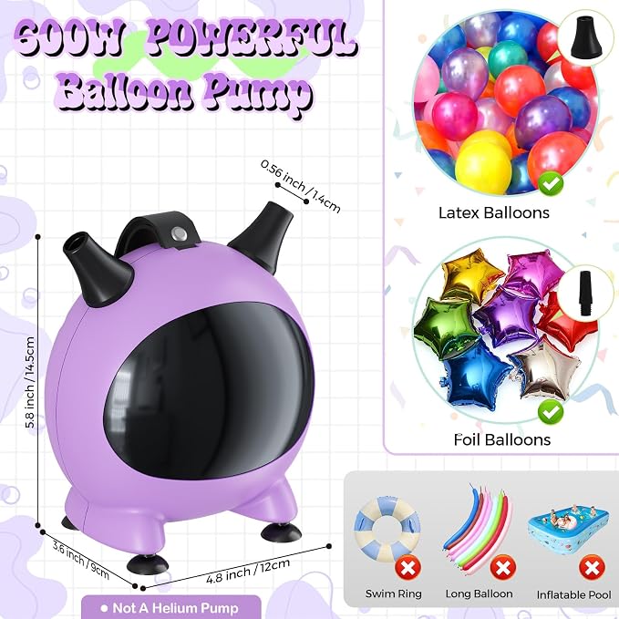 Balloon Pump Electric, Portable Balloons Inflator Air Pump - Image 2