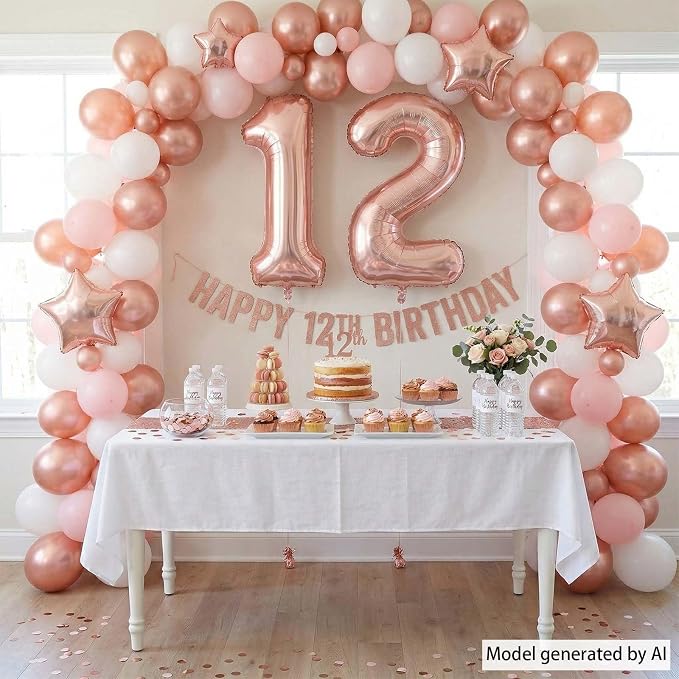 Rose Gold Number 12 Balloon 40 Inch, Stunning Blush Foil - Image 7