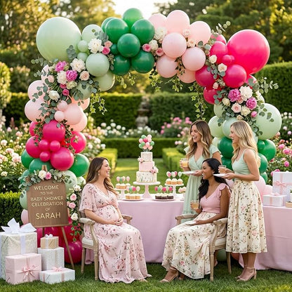 Pink and Green Balloons, 12 Inch Hot Pink Sage Green Balloons - Image 4