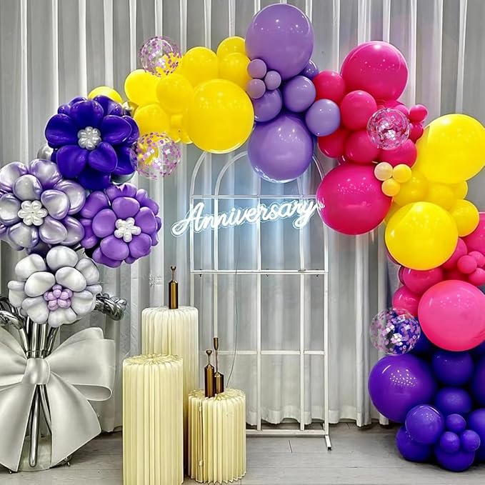 Black Purple Red Yellow Balloon Garland Arch Kit - Image 6
