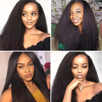 Kinky Straight Clip in Hair Extensions Real Human Hair 8Pcs Brazilian Human hair Clip ins for Black Women, Natural Soft Human Hair 120g 18inch #1B Natural Black
