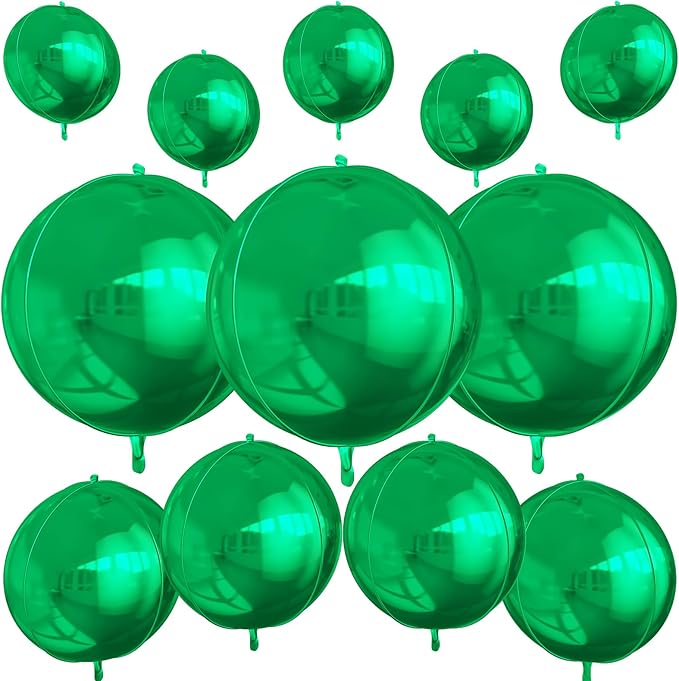 12Pcs Green Round Foil Balloons, Metallic Green Foil Balloon by vibzox