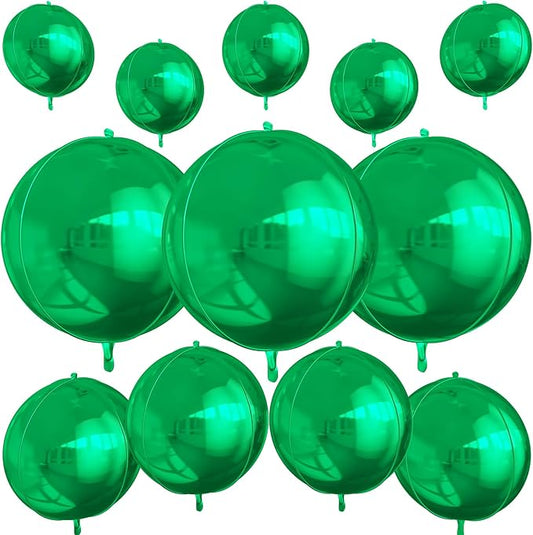 12Pcs Green Round Foil Balloons, Metallic Green Foil Balloon by vibzox