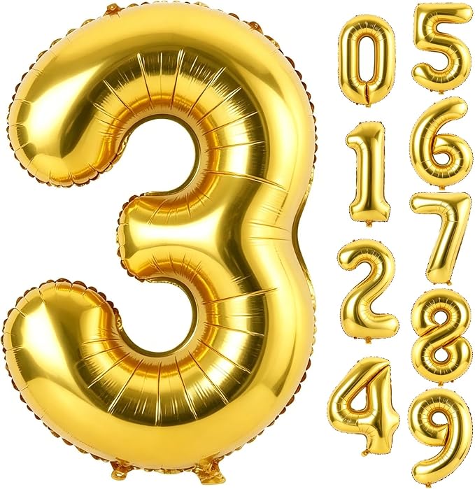 40 Inch Gold Number 3 Foil Balloon by Unknown