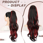 Ponytail Extension, Drawstring Ponytail Extension for Women 26 Inch Long Wavy Highlights Pony Tails Hair Extensions Synthetic Clip in Ponytail Hairpiece for Women(H1B/113)