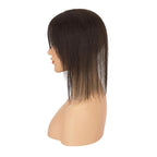 Hairro Human Hair Toppers with Side Bangs, 3D 360° Seamless Real Hair Toppers, Hand-Tied with 3.5"x4.7" U-shaped Base, Clip-In Hairpieces to Add Volume on Top, 12 Inch Dark Brown
