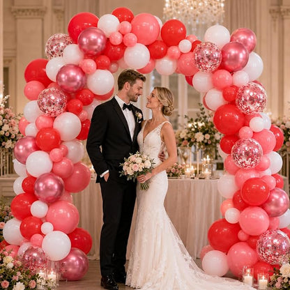 Red Balloons Set 12 Inch Red and White Balloons - Image 4