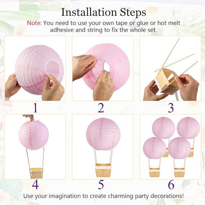 24 Set Hot Air Balloon Table Centerpieces Baby Shower Party Decoration Paper - Image 3