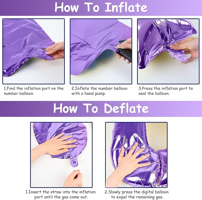 60th Birthday Balloons Purple for Women, 40 Inch Giant Mylar Foil Number 60 - Image 7