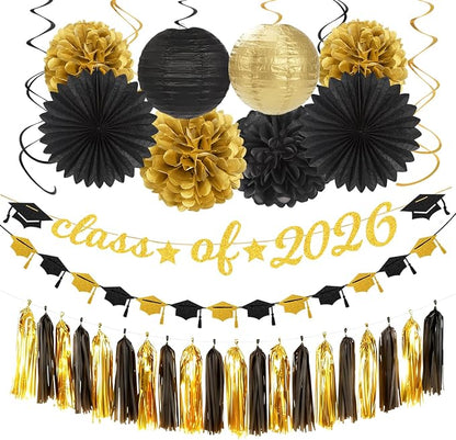 Black Gold Graduation Party-Decorations Garland by Burgleda