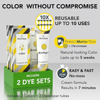 2X Pack Cleverman Hair & Beard Dye Kit for Men, All-in-One Reusable Mens Hair Color, Natural Gray Coverage, Ammonia-Free Beard Mustache Dye for Men (Jet Black)