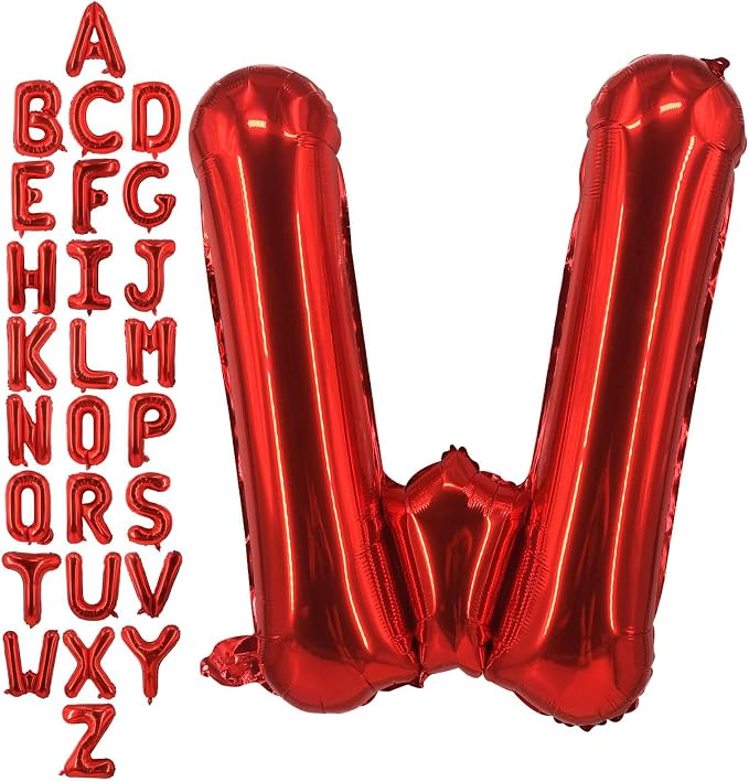 40 Inch Red Letter W Balloons, DIY Phrase Foil Alphabet Letter W Balloons DIY by LHOAVWE