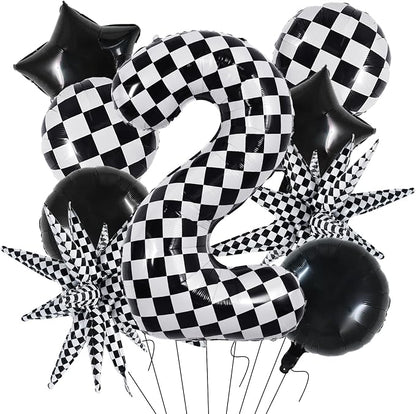 TONIFUL 2nd Birthday Balloons Kit 40 Inch Checkered Number 2 Foil Balloon | by TONIFUL