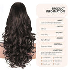 Dark Brown Ponytail Extension, 24 Inch Claw Clip ponytail extension, Soft Curly Clip on Ponytails for Women, Natural Synthetic Layered Pony Tails Hair Extensions (Color: Dark Brown)