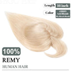 SEGO Hair Toppers for Women Real Human Hair with Thinning, with Front Bangs Clip in Toppers Straight 150% Density Silk Base -16 Inch #18/613 Ash Blonde Mix Bleach Blonde
